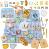 Tooky Toy wooden picnic set with sliceable fruit in a suitcase