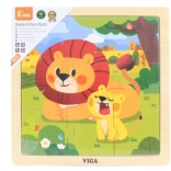 Fa oroszlános kirakó, 9 darabos