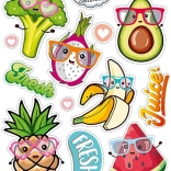 Opstrijkbare afbeeldingen Vrolijk fruit – groot vel 20 × 30 cm