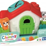 Soft Clemmy shape-sorting sensory farm with 8 blocks
