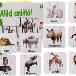 Educational Puzzle – Wild Animals, 10 Pairs, English Words