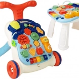 Interactive 3-in-1 push walker with detachable table and music panel