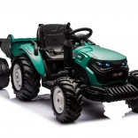 Battery-Powered Tractor with Dark Green Trailer 24V