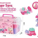 sæt med bløde byggeklodser 32 stk. rosa med kuffert