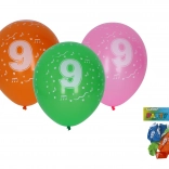Opblaasbare ballonnen 30 cm met cijfer 9, set van 5 stuks