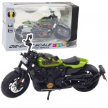 Metal chopper model 1:12 with lights and sounds – black with green accents