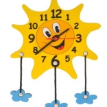 Otroške lesene ure Sonček z oblaki