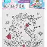 painting set canvas unicorn flowers