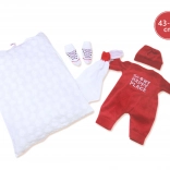 Tenue pour poupée NEW BORN 43–44 cm – ensemble 3 pièces avec petit oreiller et doudou