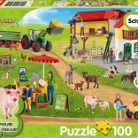 SCHLEICH Farm Puzzle with Market Stall, 100 Pieces + Figurine