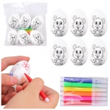 Styrofoam Easter eggs for coloring with markers, mouse motif, 6 pcs