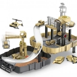 Military station with 2 toy cars in a backpack