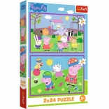 Puzzle 2x24 Peppa on the Playground - Peppa Pig