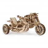 Ugears 3D Puzzle Motorcycle with Sidecar – Mechanical Wooden Model