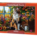1000-Piece Puzzle - Cat Among Flowers