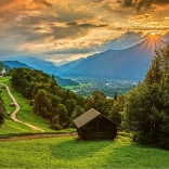 Puzzle Sunset over the Mountain Village Wamberg 1500 pieces SCHMIDT