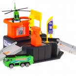 kids' parking garage with helipad and play mat 3+