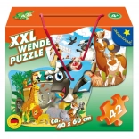 M.I.C. double-sided puzzle – farm and zoo animals, 42 pieces