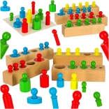 Houten Montessori-puzzel – gekleurde cilinders en gewichten