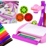 Proiettore rosa da tavolo per bambini per disegno con pennarelli e spazio di archiviazione