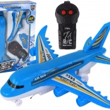Fjernstyret blå fly til børn med LED lys