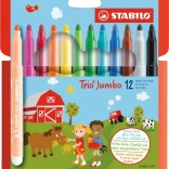 Stabilo Trio Jumbo set de feutres, 12 couleurs