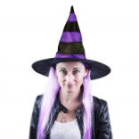 Wizard hat with purple hair for adults