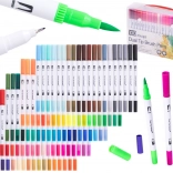 Feutres bicolores et liners fins en valisette, 100 couleurs