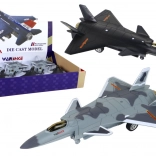 Flymodel med friktionsdrev i sort og grå farve