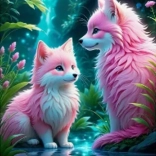 Diamantmozaïek - Roze Vossen