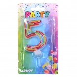 Feestkaars cijfer 5 – streepjes