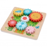 Houten puzzel met tandwielen voor kinderen