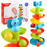 Colorful Ball Run with Little Elephant – Spiral Pyramid for Kids