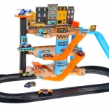 Four-story parking tower with lift for children 3+ Cars and helicopter with slide