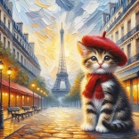 Puzzle Cat Artist in Paris 260 pieces