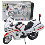 Metal motorcycle 1:12 with lights and sounds – white with red‑yellow accents
