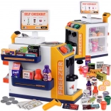 Otroška samopostrežna trgovina s kavnim aparatom in hladilnikom – skener, blagajna in dodatki