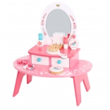 Pink Wooden Vanity with Mirror by Tooky Toy
