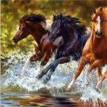 Gyémántszemes festés – lovak a folyóban 30 × 40 cm