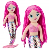 Plush Mermaid Doll with Holographic Tail Pink 48 cm