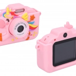 Digitale kindercamera met eenhoorn-siliconenhoes, 48 MP en Full HD‑video