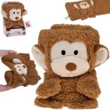 Super soft blanket – 2-in-1 cuddle buddy monkey, mocha color