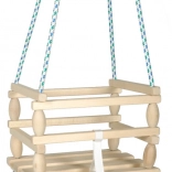 Wooden children's swing with safety bar