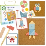 tavoletta in sughero con chiodini in legno WOOPIE GREEN, 82 pezzi, 20 modelli