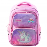 School Backpack with Unicorn and Chest Strap Pink 20L