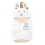 doudou plush white hooded blanket Happy Wild 70 cm