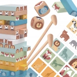 Tooky Toy wooden balancing tower animals, 82 pieces