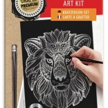 silver scratch art picture lion GRAFIX