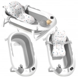 Baignoire pliable pour bébé avec thermomètre et insert doux, gris à étoiles