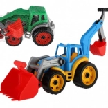 Plastic tractor – excavator with bucket, green